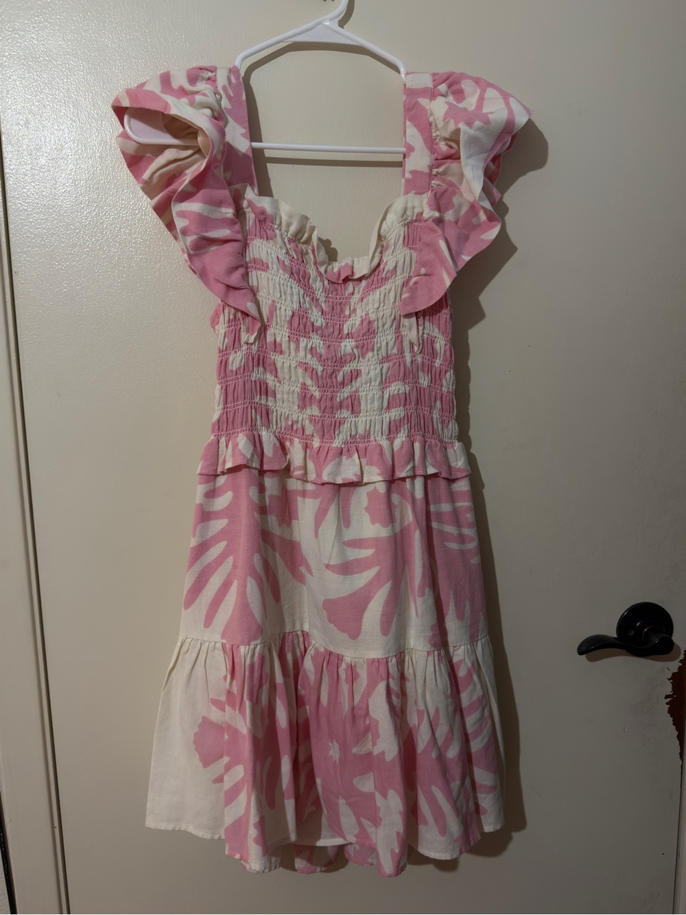 Sea New York Pink and Cream Floral Smocked Mini Dress